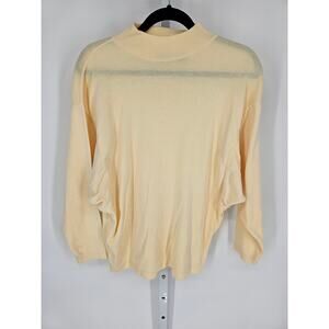 Vtg Gerard Works Women's Long Sleeve Cowl Neck Rib Knit Yellow Top Size L
